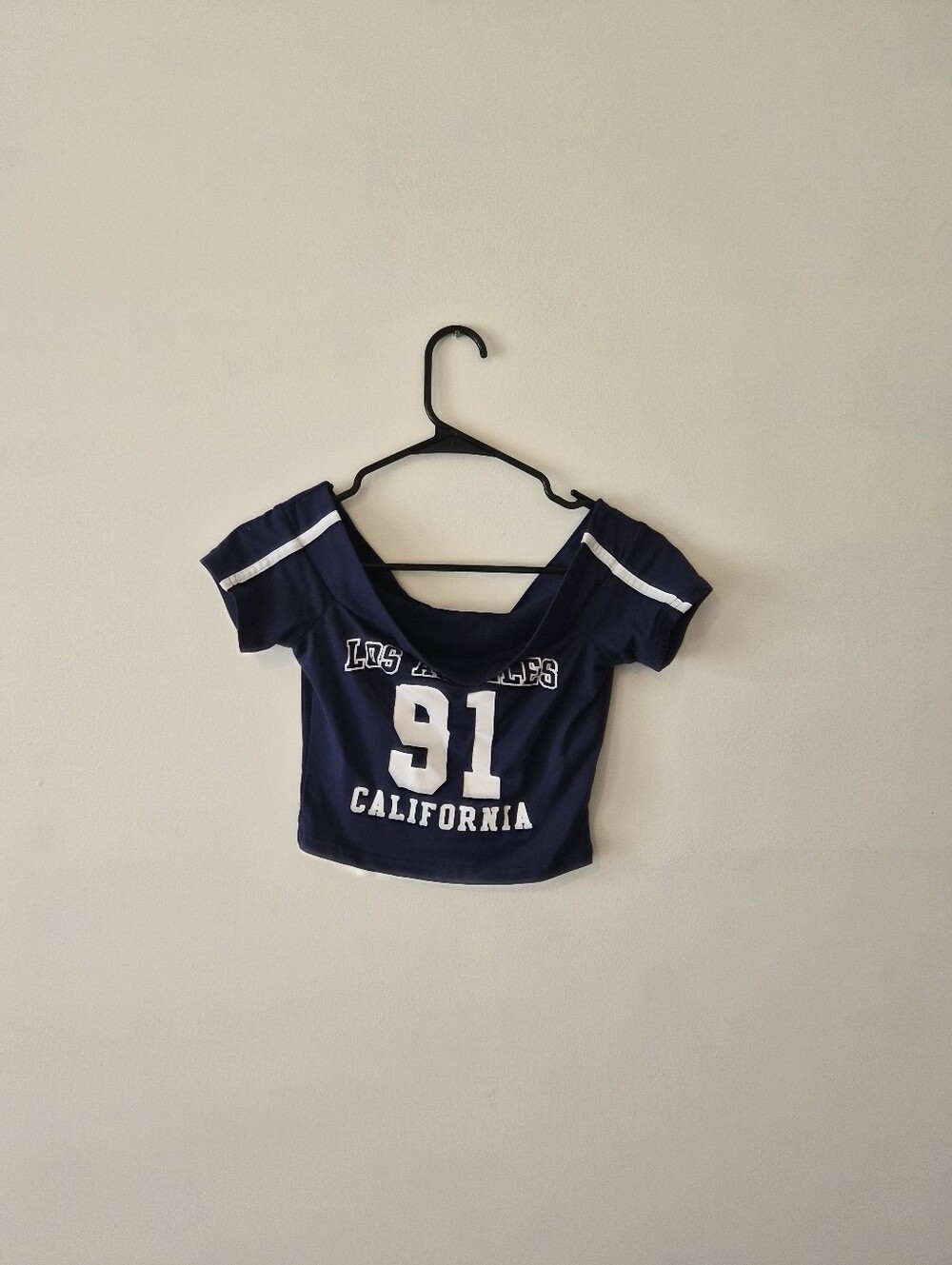 Navy "91 California" Off-Shoulder Top